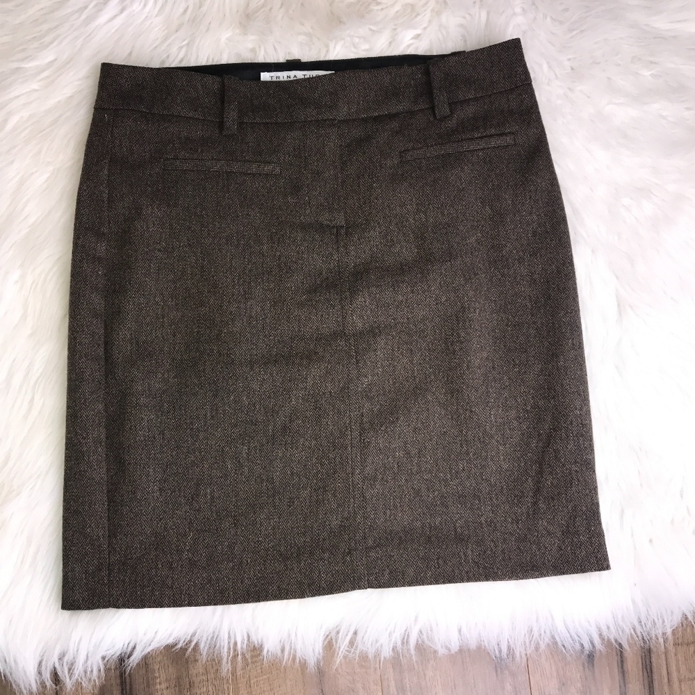 Trina Turk Herringbone Dress Skirt Womens